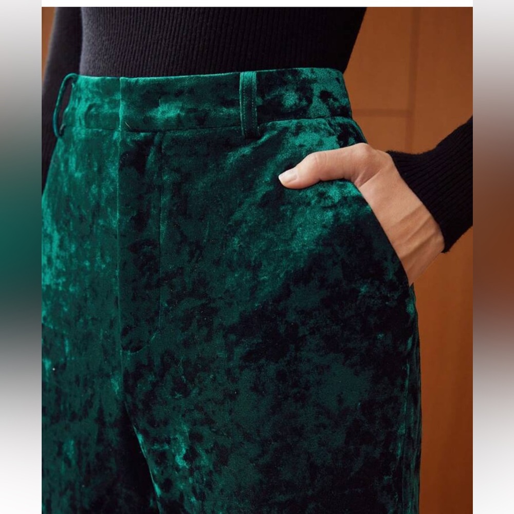 MOTF
High waisted
cropped crushed velvet suit pants with side pockets, - Picture 6 of 10